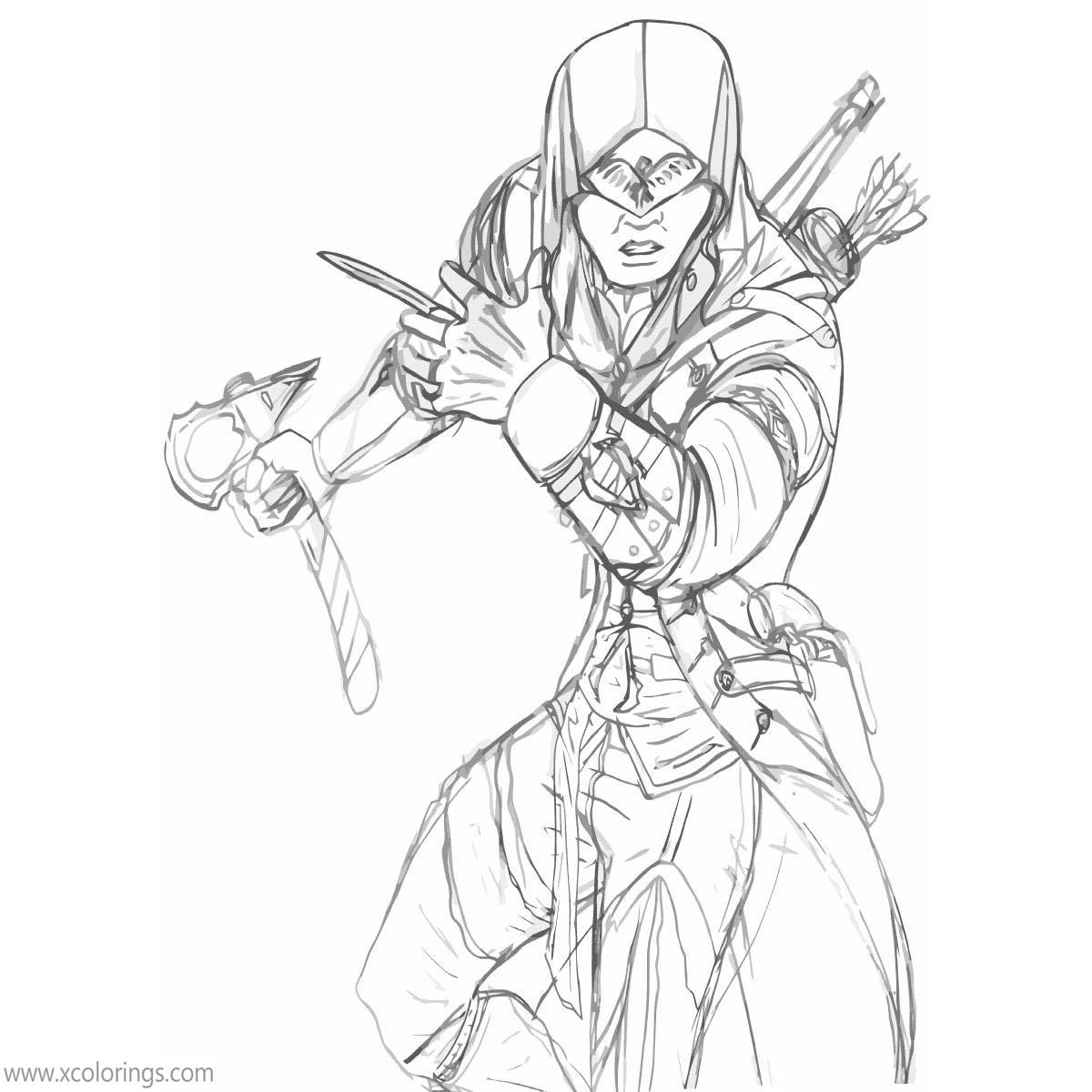 Free Connor from Assassin's Creed Coloring Pages printable