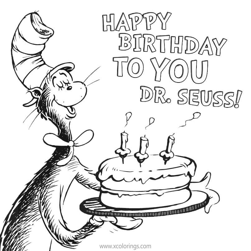 Free Dr Seuss Birthday Coloring Pages Happy Birthday To You printable