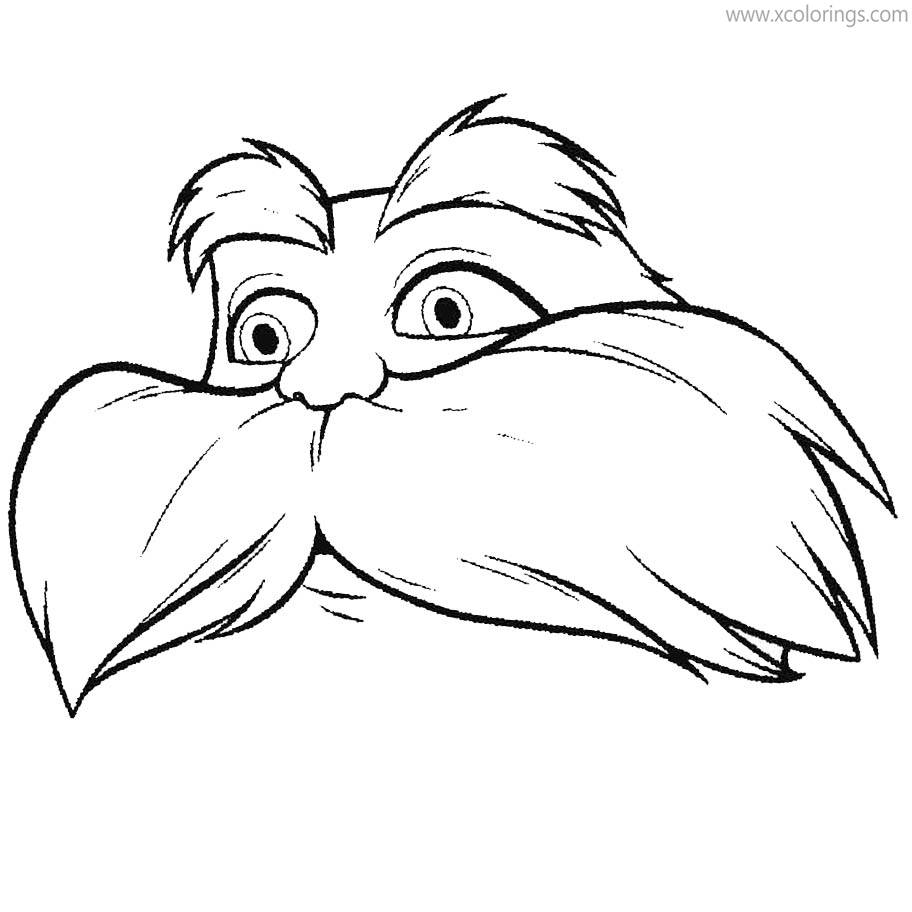 Free Dr Seuss Lorax Mustache Coloring Pages printable