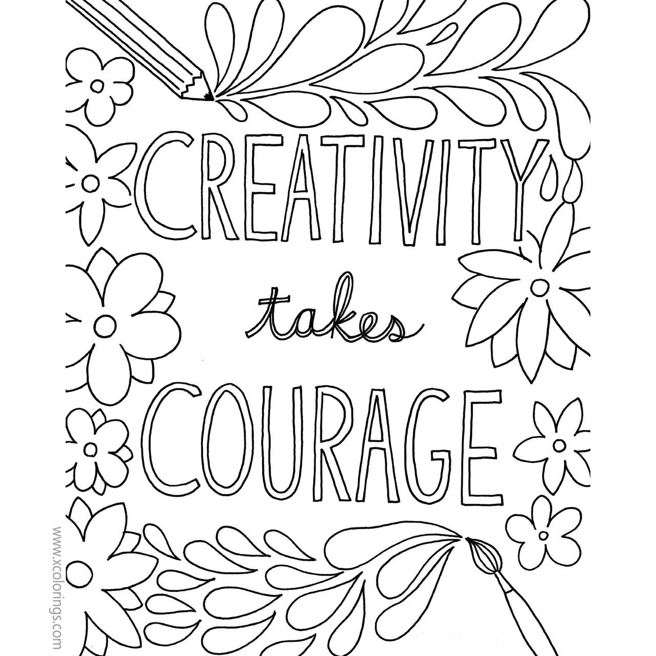 Free Dr Seuss Quotes Coloring Pages Creativity Takes Courage printable