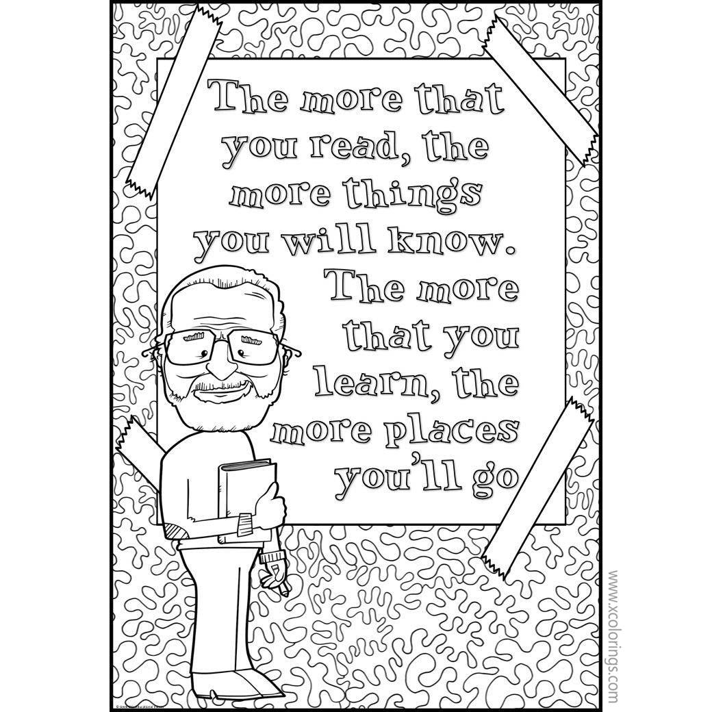 Free Dr Seuss Quotes Coloring Pages The More You Read The More Things You Will Know printable