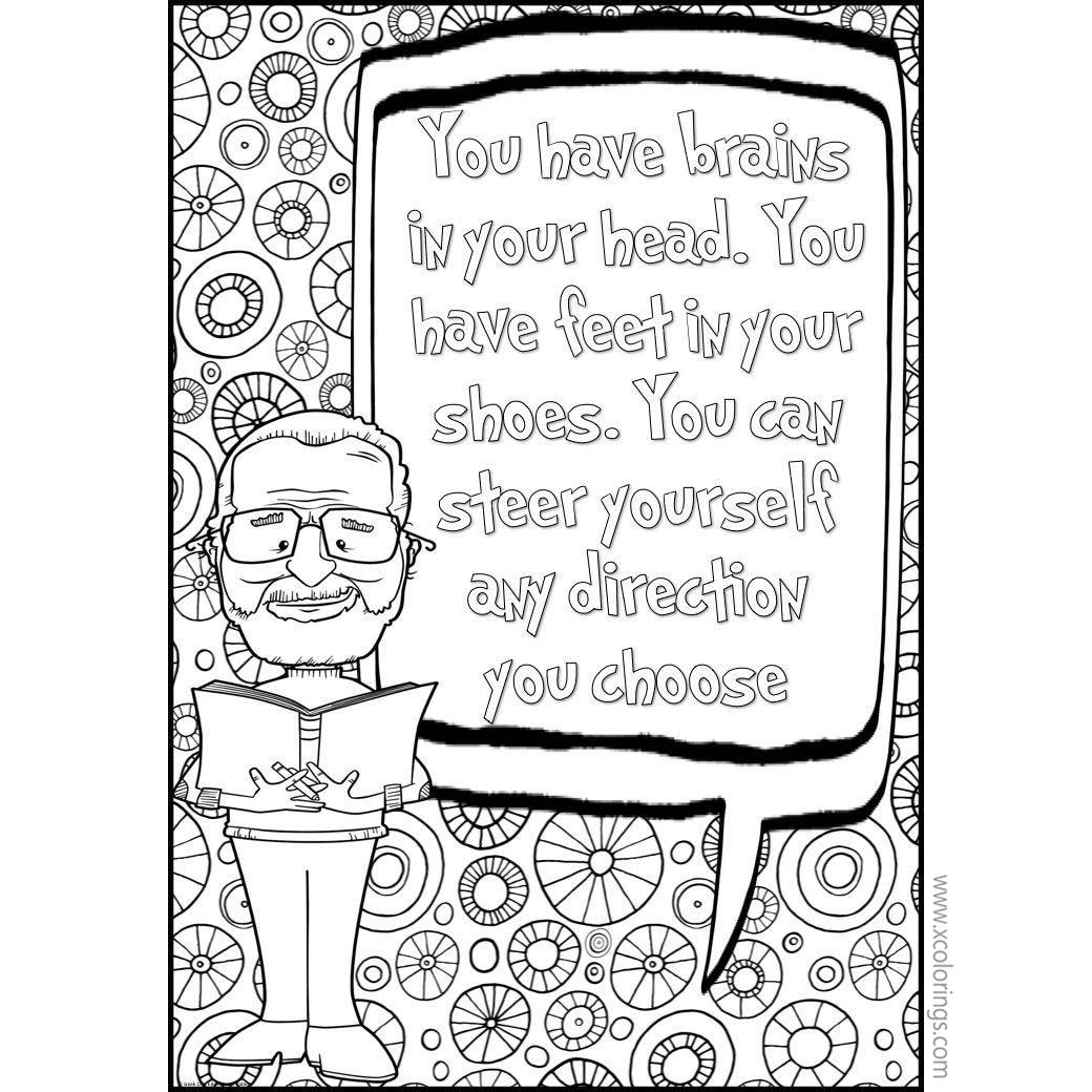 Free Dr Seuss Quotes Coloring Pages You Can Steer Yourself Any Direction You Choose printable