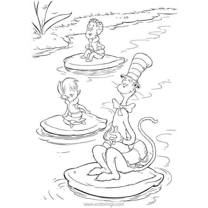 Free Dr. Seuss Cat In The Hat Coloring Pages Drifting on the River printable