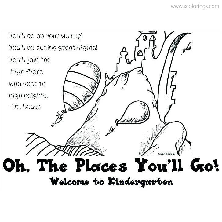 Free Dr. Seuss Coloring Pages Quotes The Places You'll Go printable