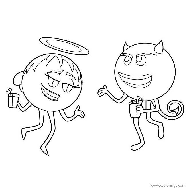 Free Emoji Movie Coloring Pages Angel and Devil printable