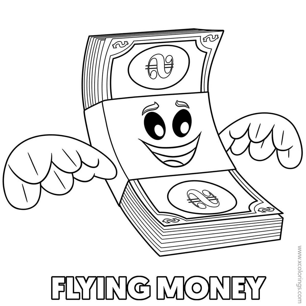 Free Emoji Movie Coloring Pages Flying Money printable