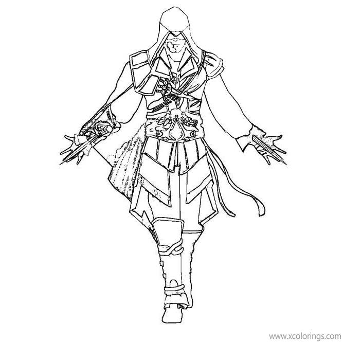 Free Ezio from Assassin's Creed Coloring Pages printable