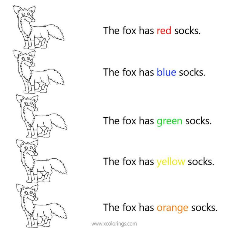 Book Fox in Socks Coloring Pages - XColorings.com