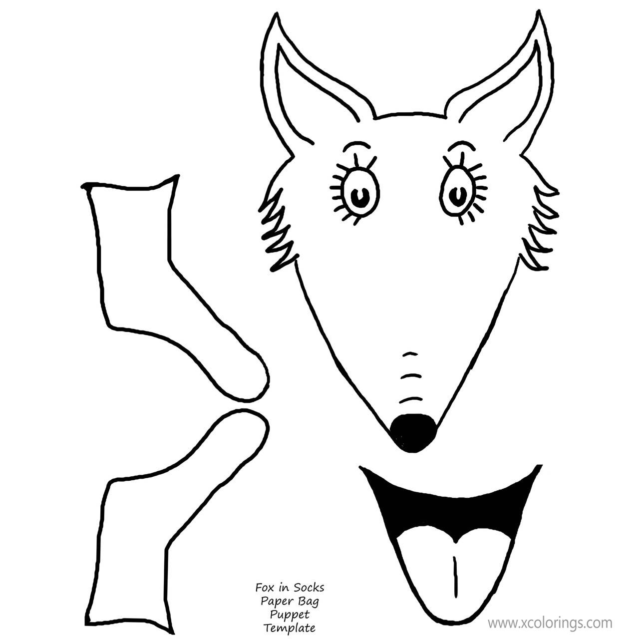 Free Fox in Socks Coloring Pages Craft Template printable