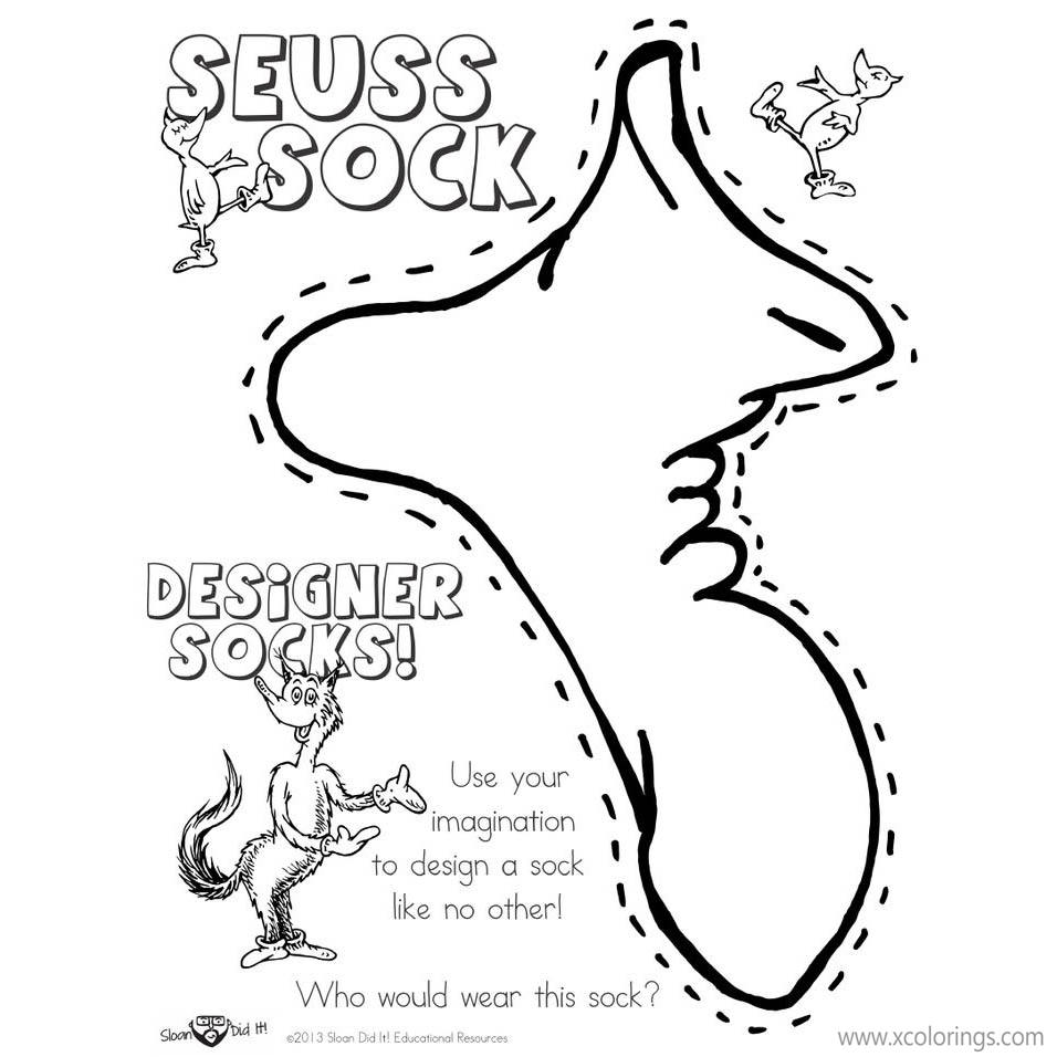 Free Fox in Socks Coloring Pages Dr. Seuss Sock printable