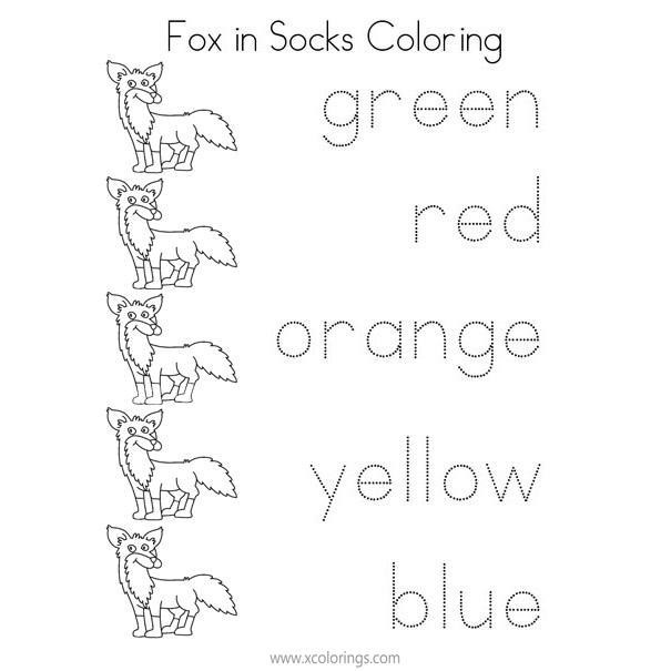 Free Fox in Socks Coloring Pages Worksheets printable