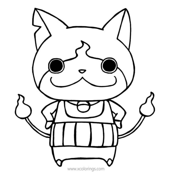 Yo-Kai Watch Coloring Pages Jibanyan with Sword - XColorings.com