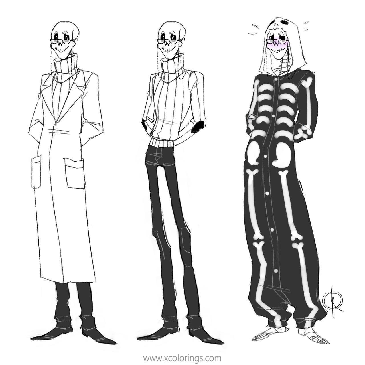 Gaster Coloring Pages With Fashion Clothes.