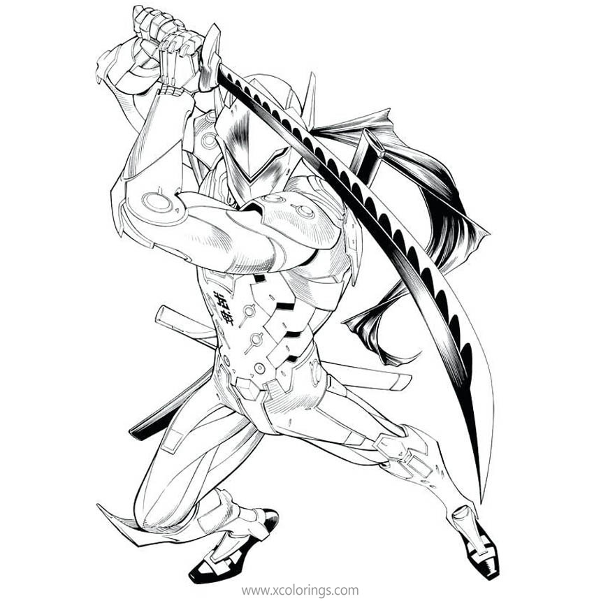Free Genji from Overwatch Coloring Pages printable