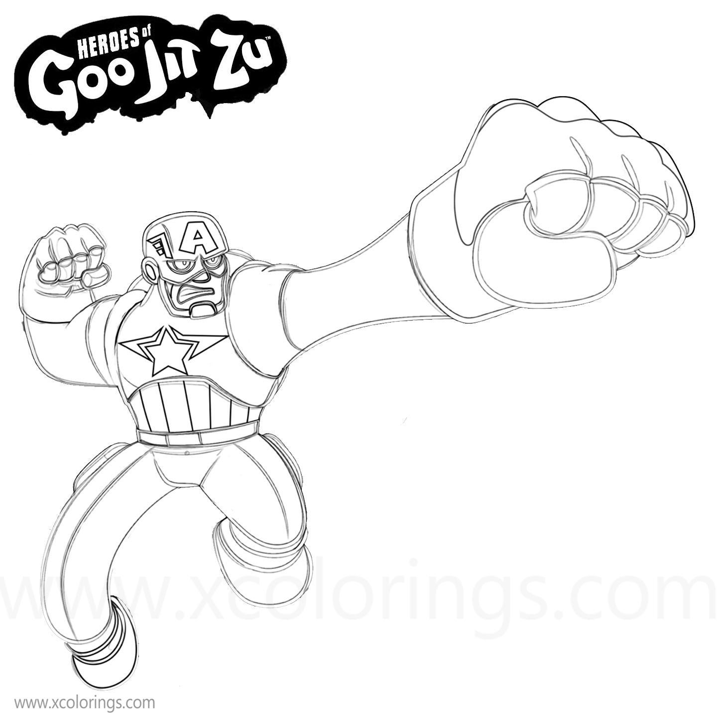 Free Goo Jit Zu Coloring Pages Marvel Hero Captain America printable