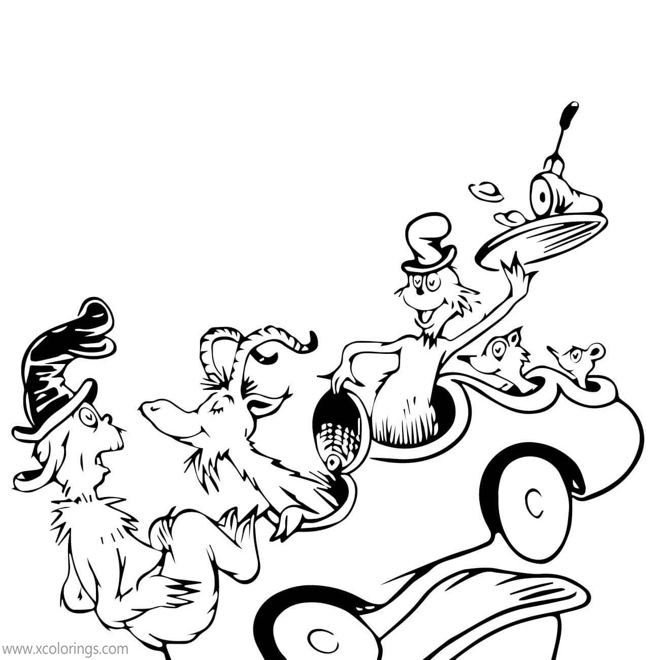 Free Green Eggs and Ham Coloring Pages Characters On the Car printable