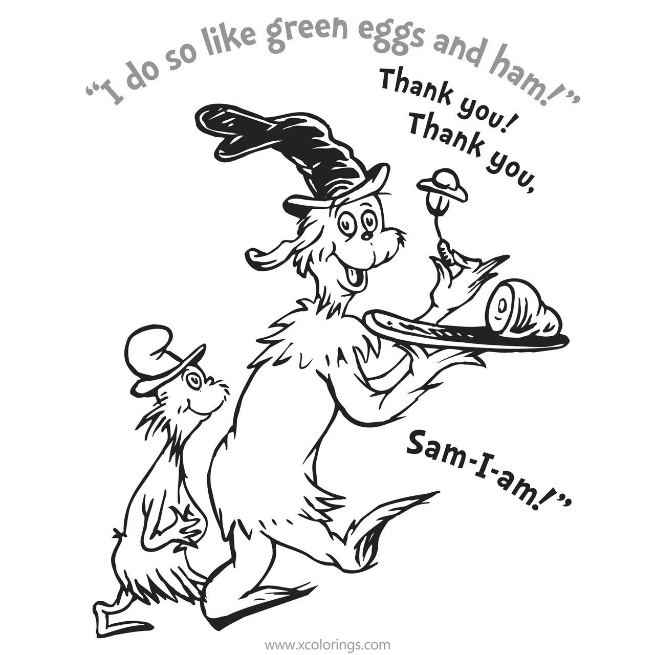 Free Green Eggs and Ham Coloring Pages Sam I Am with Guy Am I printable