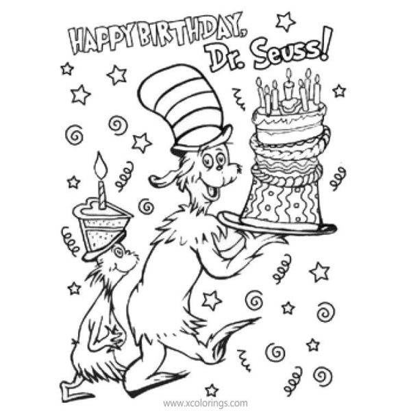 Happy Birthday to Dr Seuss Coloring Pages - XColorings.com