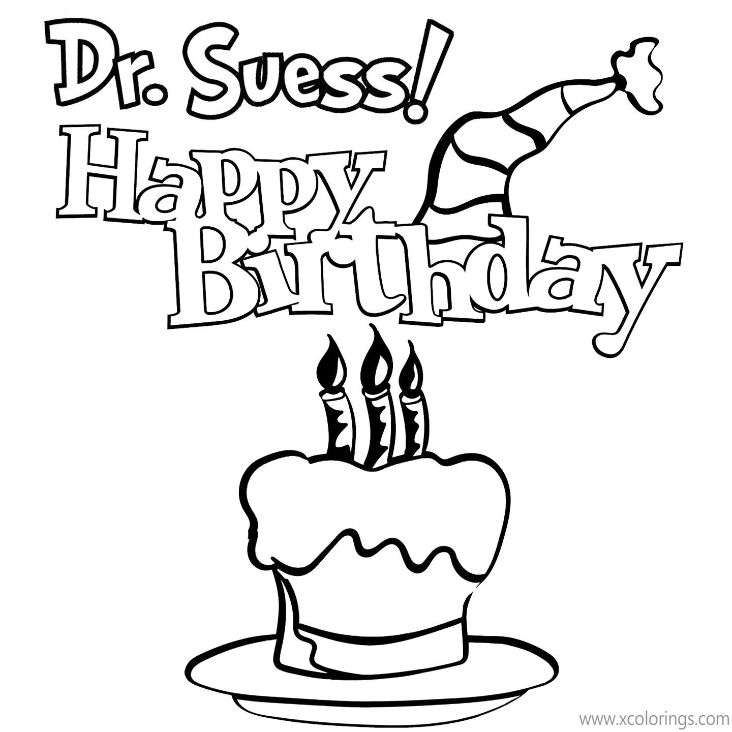 Happy Birthday Dr. Seuss Coloring Pages