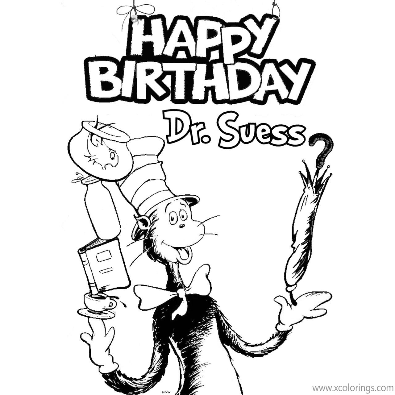 Free Happy Birthday Dr Seuss Coloring Pages Printable printable