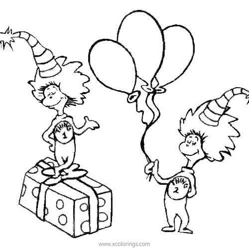 Free Happy Birthday Dr Seuss Coloring Pages Thing One and Thing Two printable