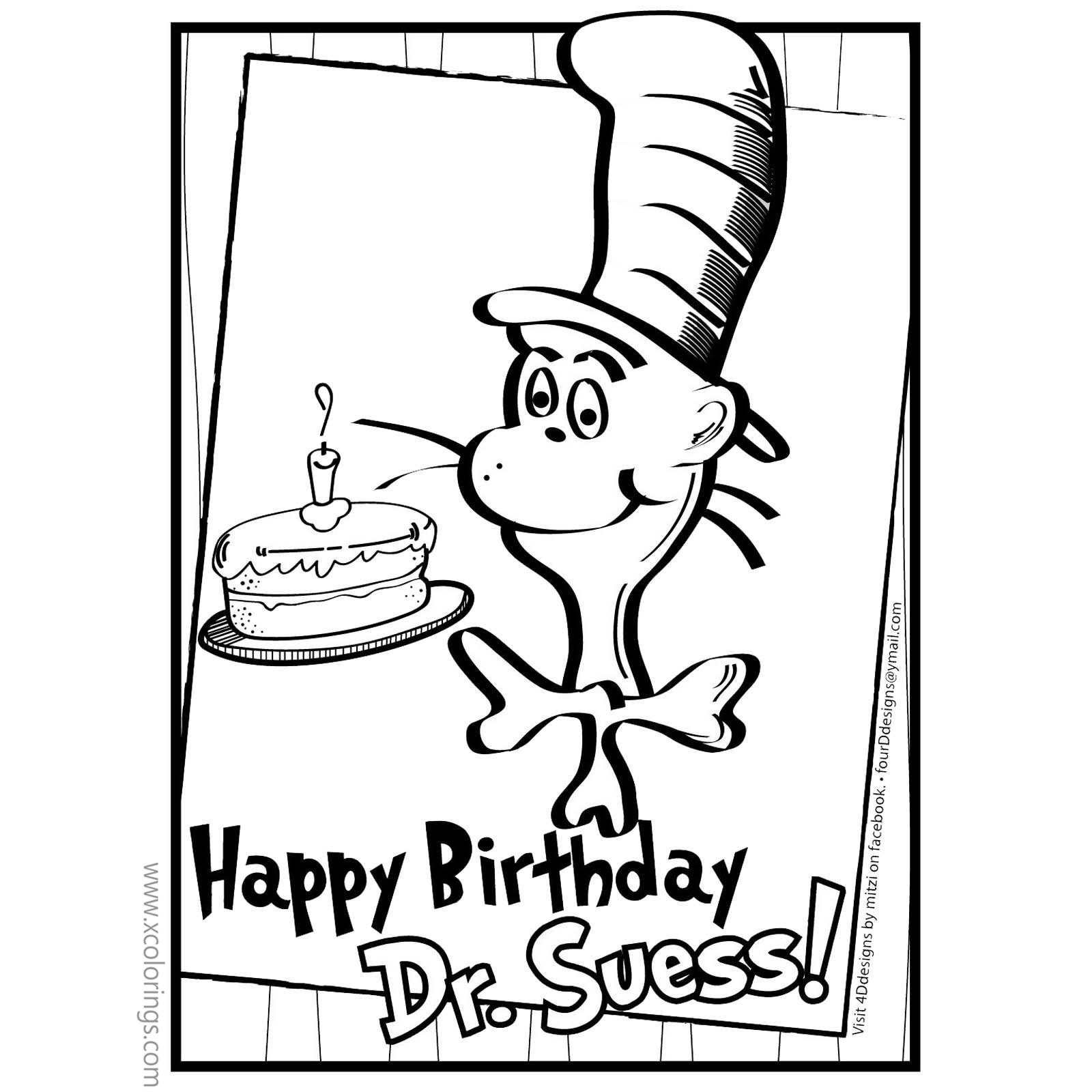 Free Happy Birthday Dr Seuss Coloring Pages for Celebration printable