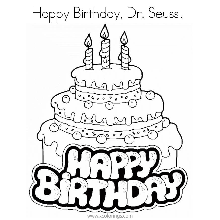 Free Happy Birthday to Dr Seuss Coloring Pages printable