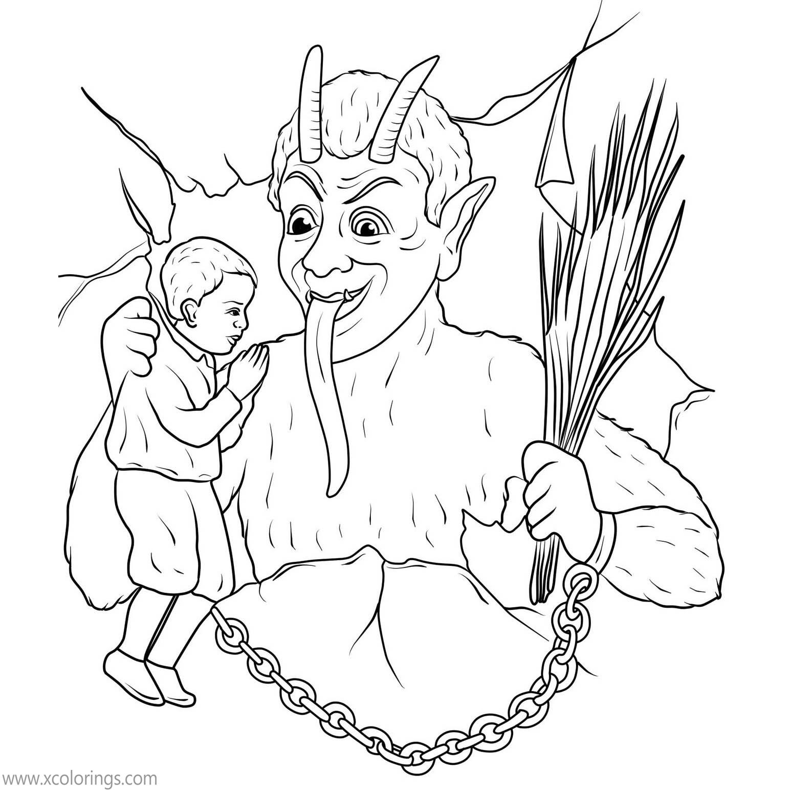 Free Krampus Coloring Pages Catching A Boy printable