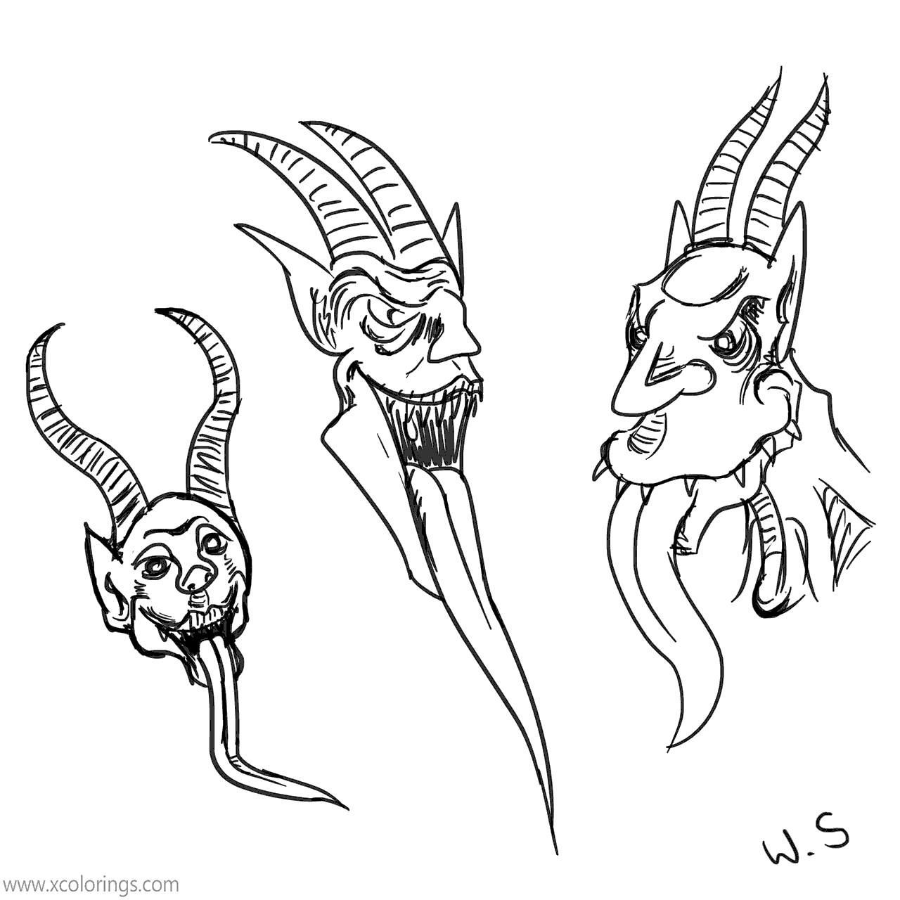 Free Krampus Coloring Pages Drawing by William Scarratt printable