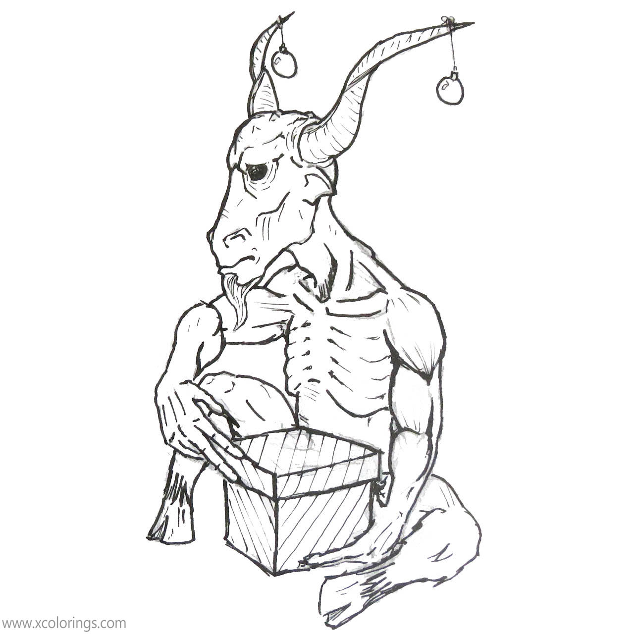 Free Krampus Coloring Pages with Christmas Gift printable