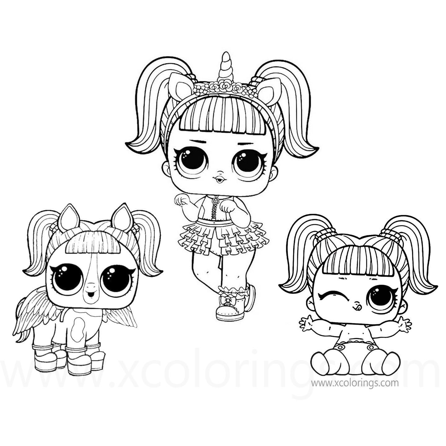 Free LOL Coloring Pages Unicorn Series Pet and Baby printable