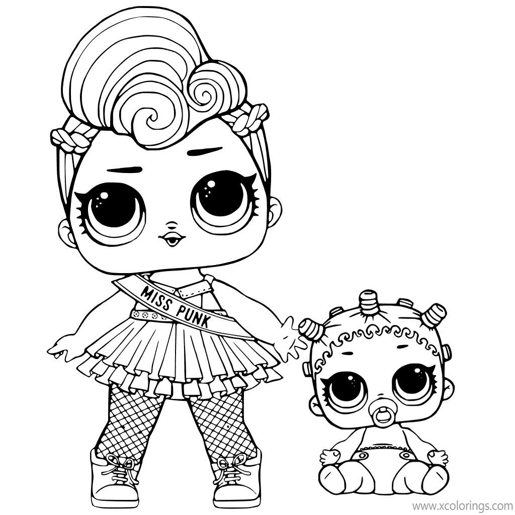 Free LOL LIL Sisters Baby Coloring Pages Miss Punk and LIL Cosmic Queen printable
