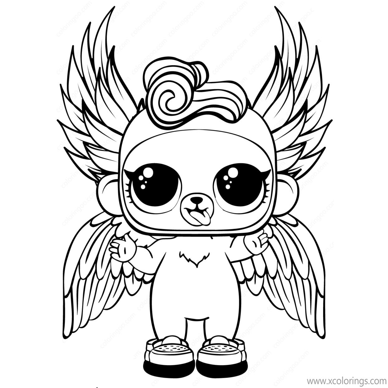Free LOL Pets Coloring Pages Monkey with Wings printable