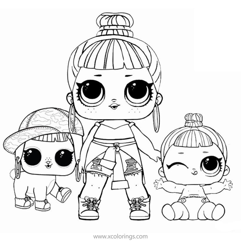 Free LOL Pets Coloring Pages with Baby Doll printable