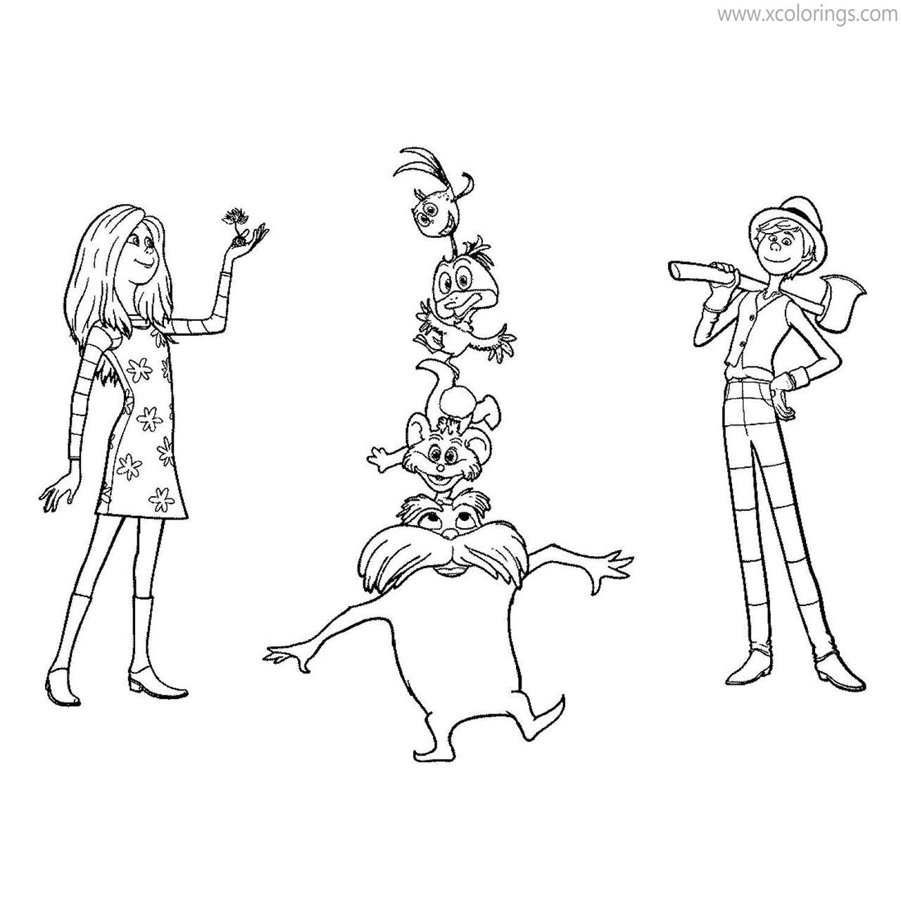 Free Lorax Characters Coloring Pages Audrey Once ler and Animals printable