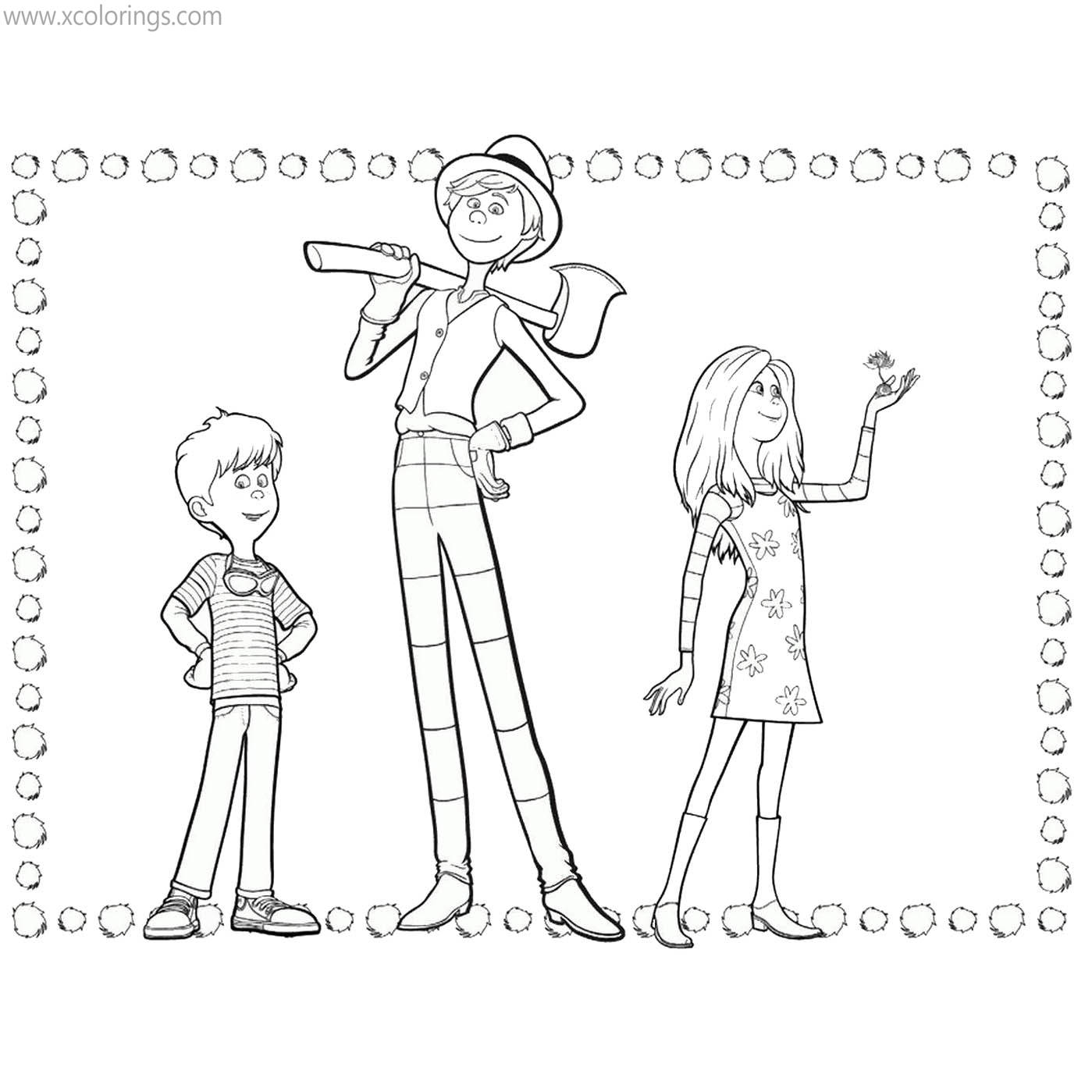 Free Lorax Coloring Pages Characters Once ler Audrey and Ted printable