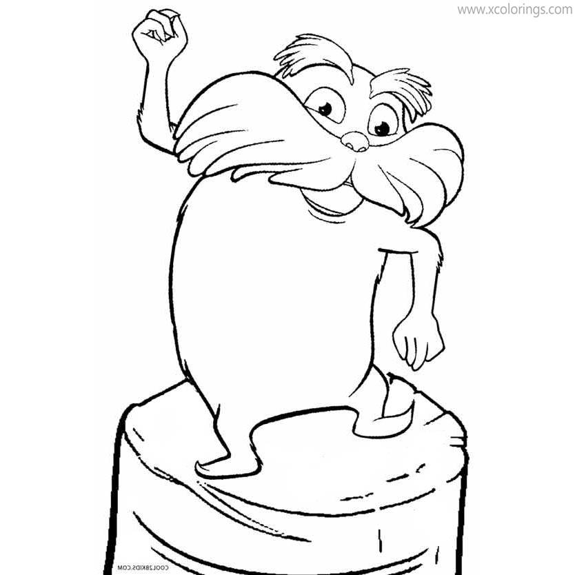 Free Lorax Coloring Pages Dancing on the Stump printable