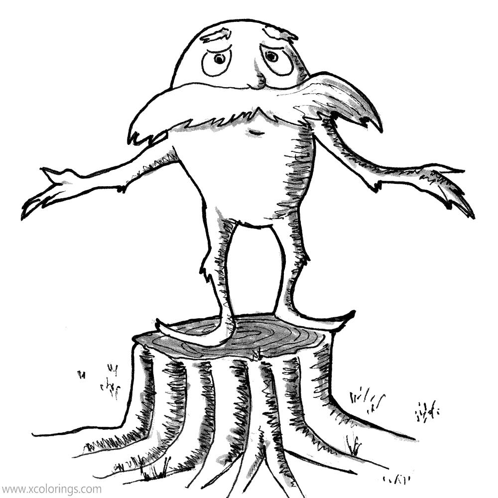 Free Lorax Coloring Pages Lorax On the Stump printable
