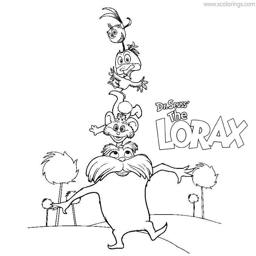 Free Lorax Coloring Pages Lorax and Animals printable