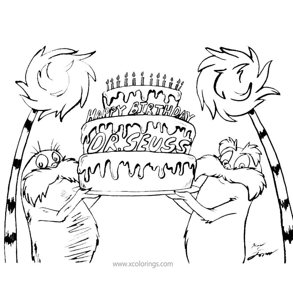 Free Lorax Happy Birthday Dr Seuss Coloring Pages printable