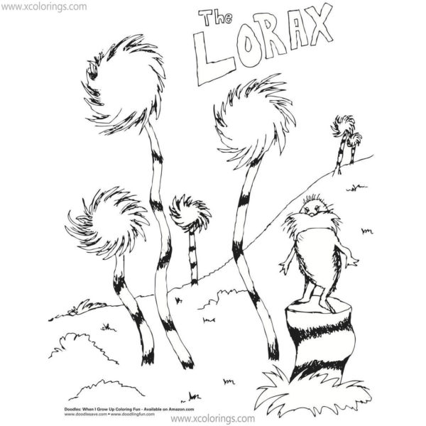 The Lorax Coloring Pages Thneeds with Truffula Trees - XColorings.com