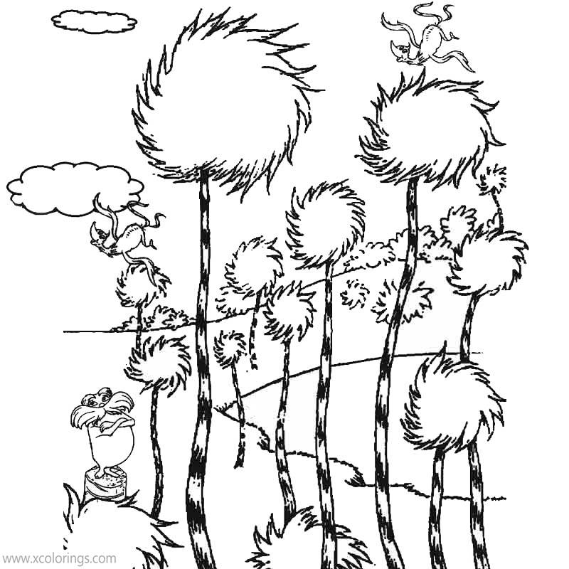 Free Lorax Trees and Swans Coloring Pages printable