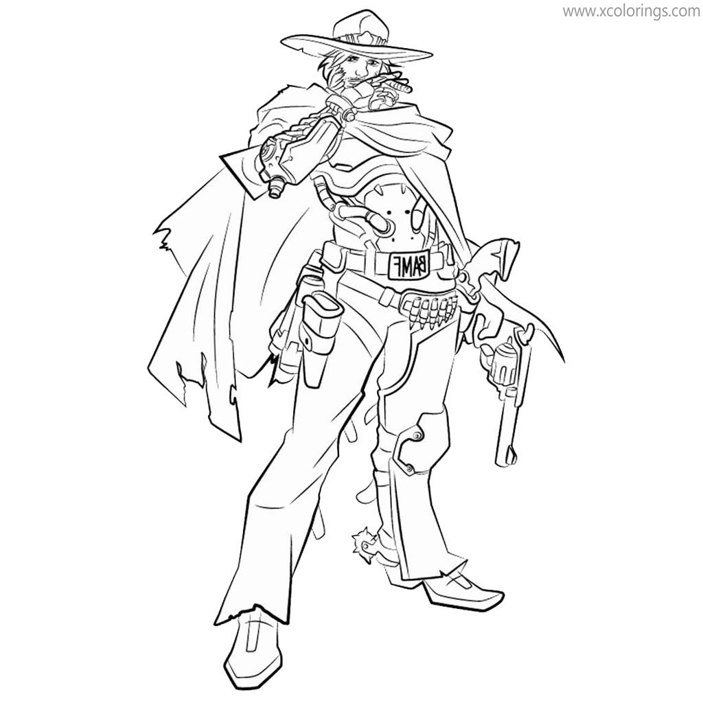 McCree from Overwatch Coloring Pages - XColorings.com