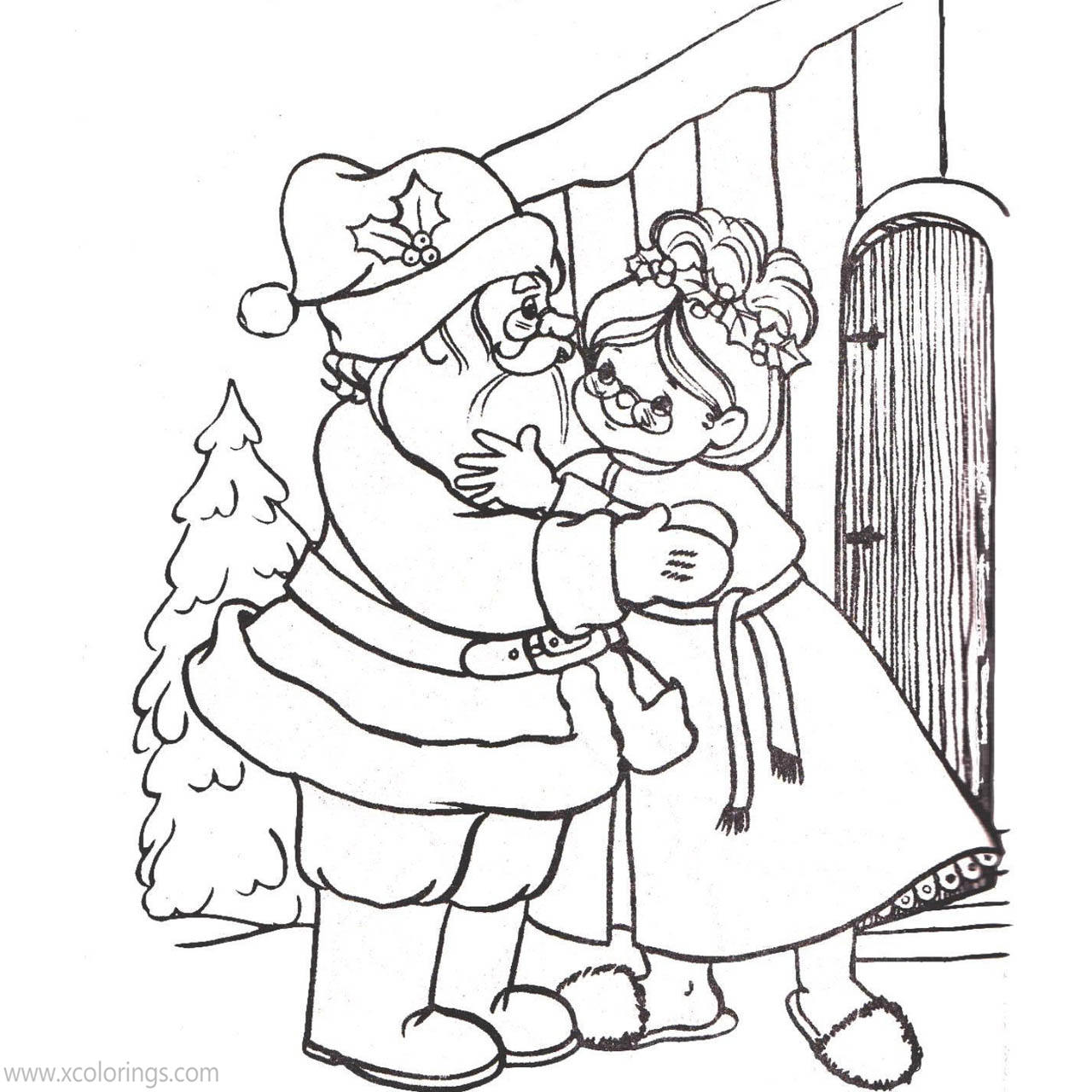 Free Mr. Kissing Mrs. Claus Coloring Pages printable