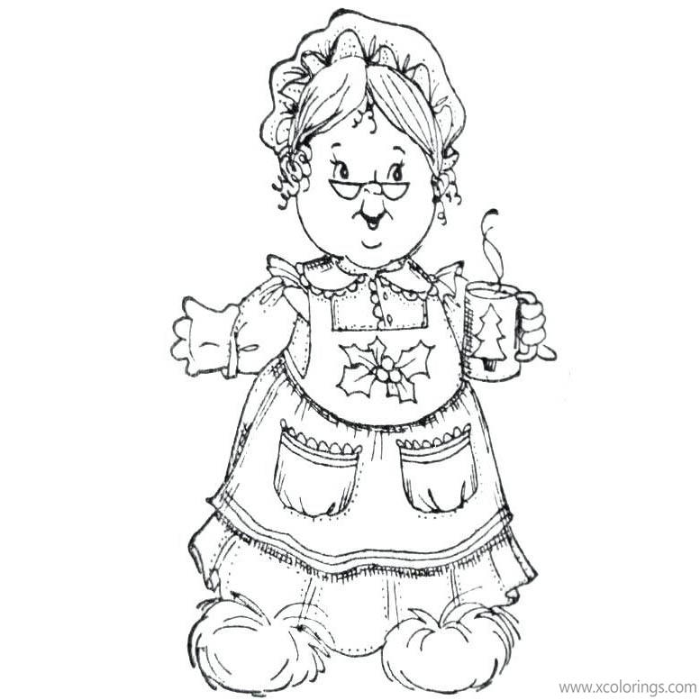 Free Mrs. Claus Coloring Pages Drinking printable