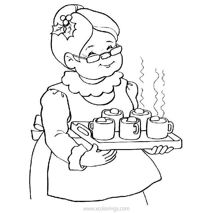 Free Mrs. Claus Coloring Pages Hot Drink printable