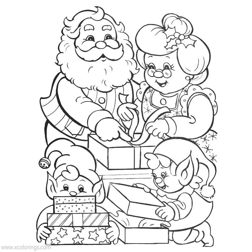 Free Mrs. Claus Coloring Pages Prepare Christmas Gifts with Elves printable