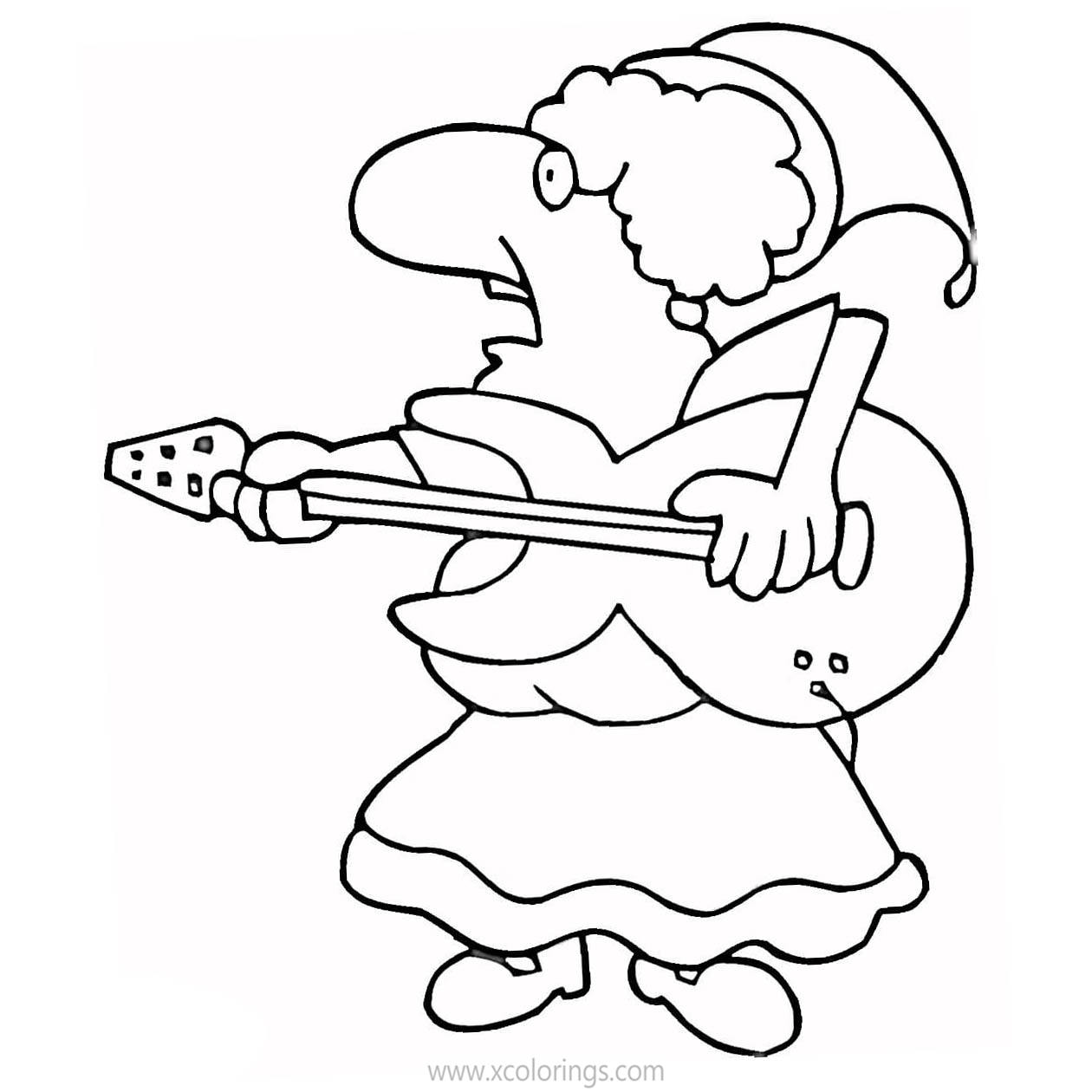 Free Mrs. Claus Playing Guitar Coloring Pages printable