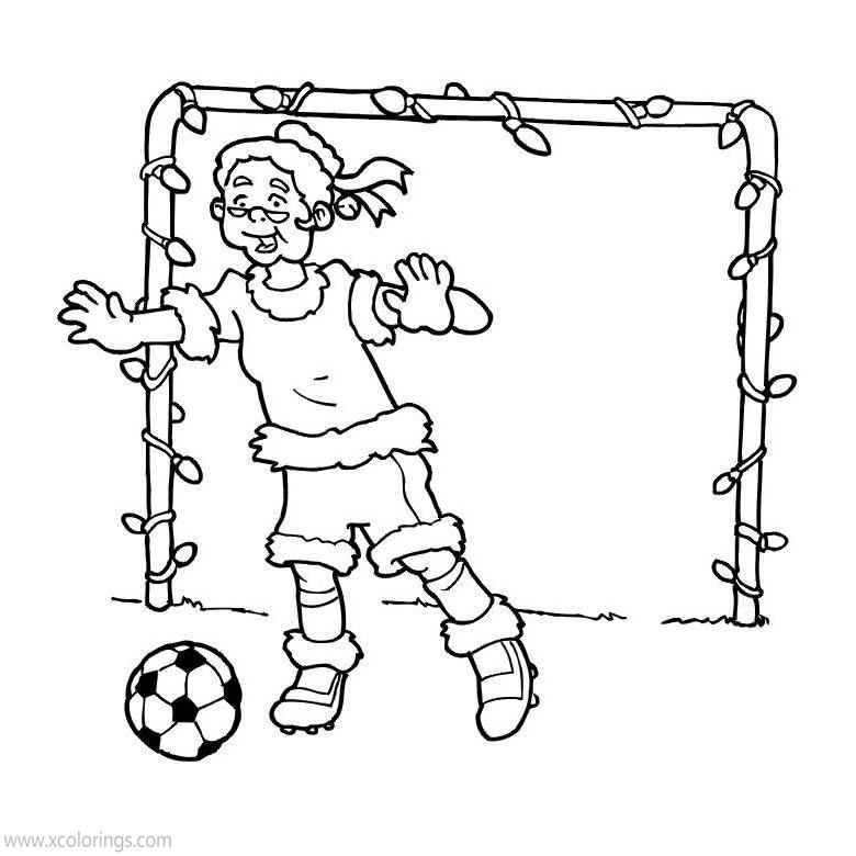 Free Mrs. Claus Playing Soccer Coloring Pages printable