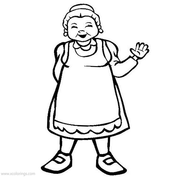 Free Mrs. Claus Waving Here Hand Coloring Pages printable